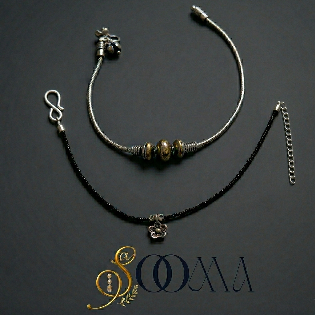 Minimalist anklet stack featuring delicate chains and a polished finish.