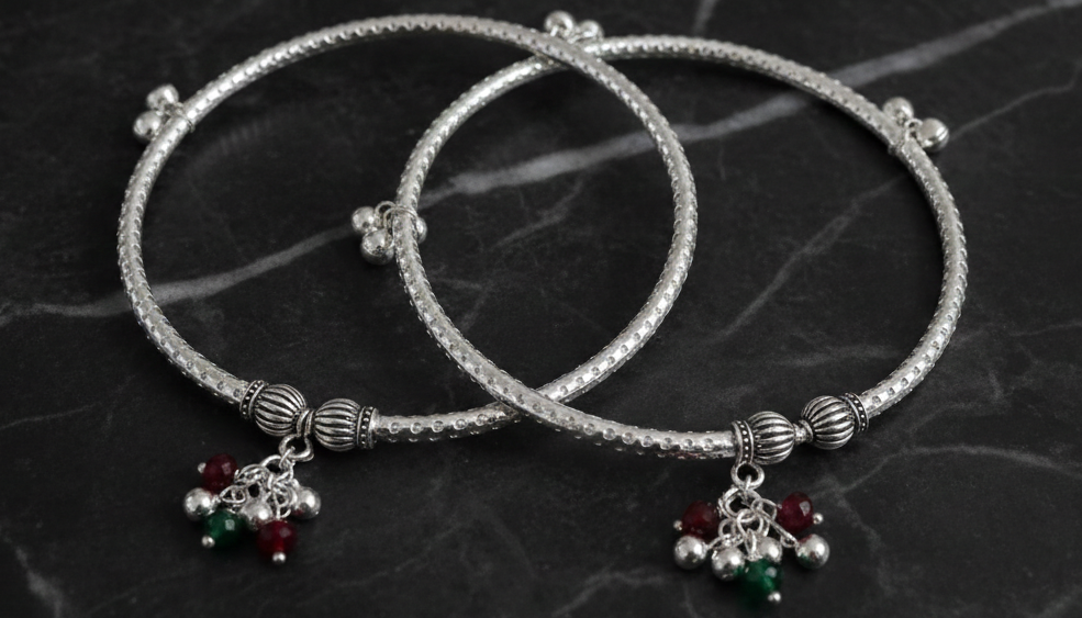 Silver Plated Ankle Kada | Dailywear Office Anklet, AK00007