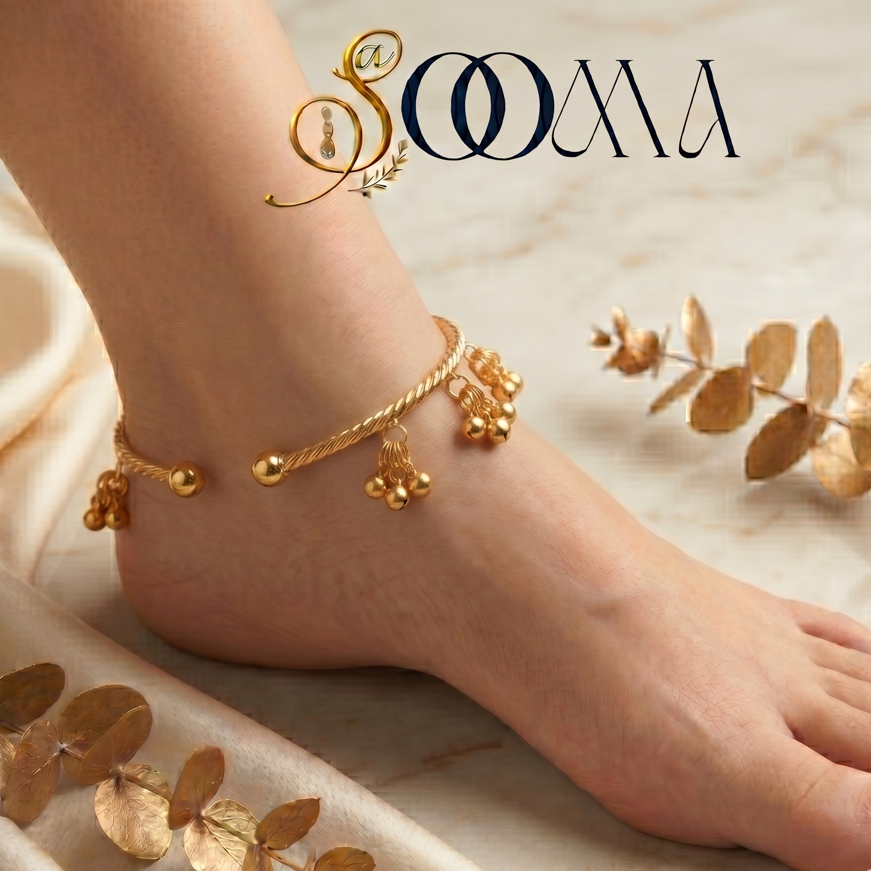 Inside of  polished gold ghungroos on payal close up view