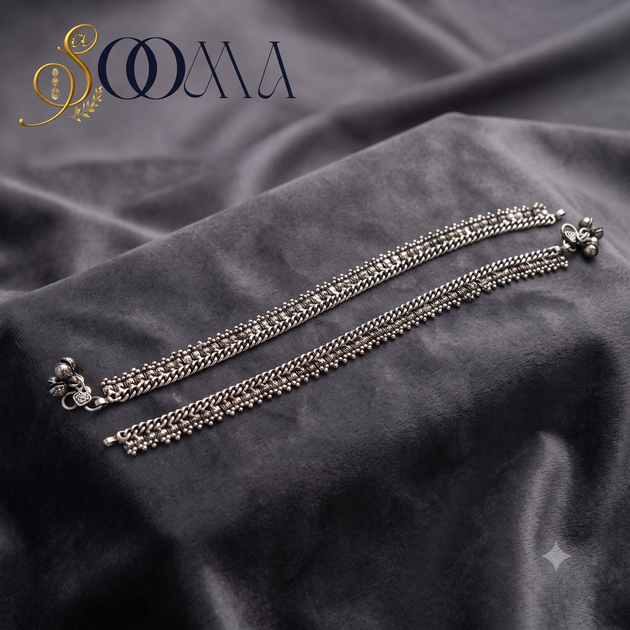 The Virasat Textured Mesh Payal Set, SOOMA|AK00084