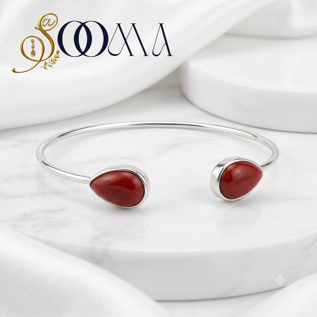 The Laalima Teardrop Silver Ankle Kada AK00099 Red