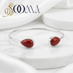 The Laalima Teardrop Silver Ankle Kada AK00099 Red
