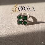 Silver Geometric Quad Green Toe Ring | Sooma, TR00011