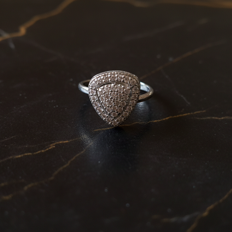 Elegant AD ring for women, sparkling American Diamonds, perfect for office wear and evening events.