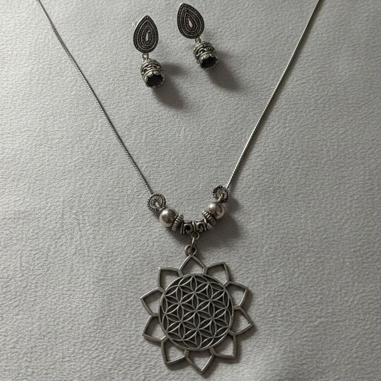 Geometric Pendant Set, minimalist design, high-polish finish, office-appropriate jewelry