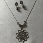 Geometric Pendant Set, minimalist design, high-polish finish, office-appropriate jewelry