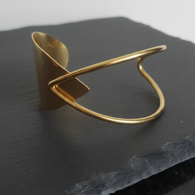 Gold bracele ton a dark stone surface