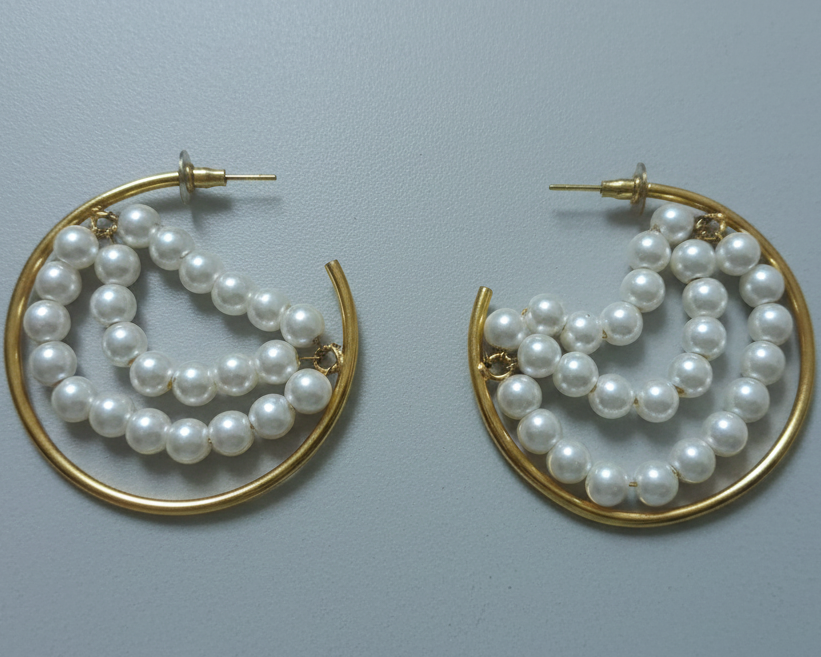 Designer Pearl Hoop Earrings - Elegant & Timeless | SOOMA, EG00025