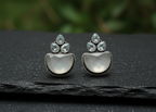 Elegant Oxidised Stone Drop Earrings | [SOOMA], OS00003