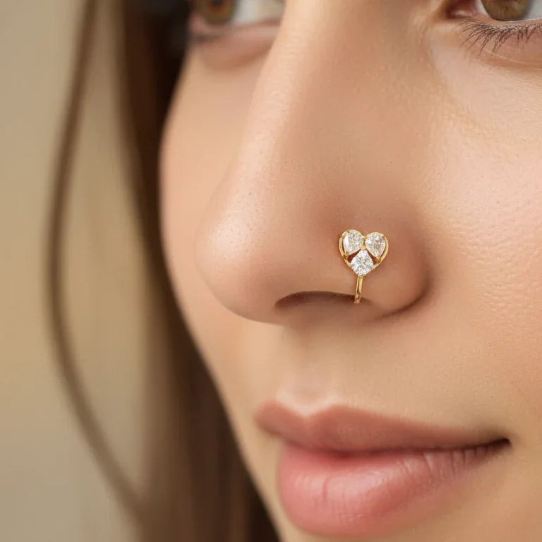 Elegant Heart Clip-On Nose Pin | [SOOMA], NP00012 - sooma