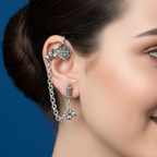 Woman wearing Kite Chain Earcuff -  kite detail and delicate chain.