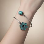 Woman's hand adorned in elegant kundan oxidised silver bracelet for western dresses, perfect office to weekend wear.