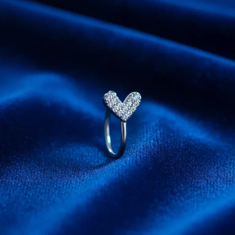 Elegant Silver Lookalike Heart Nose Pin | [SOOMA], NP00011 - sooma