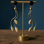 Long cascading geometric gold plated earrings for women, elegant and versatile.