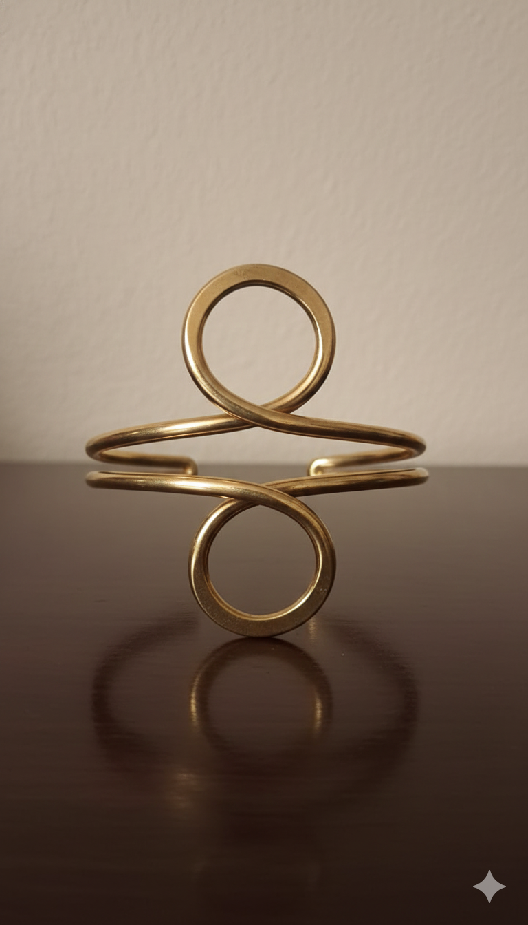 Modern minimalist statement bracelet, rust gold, office to weekend wear .