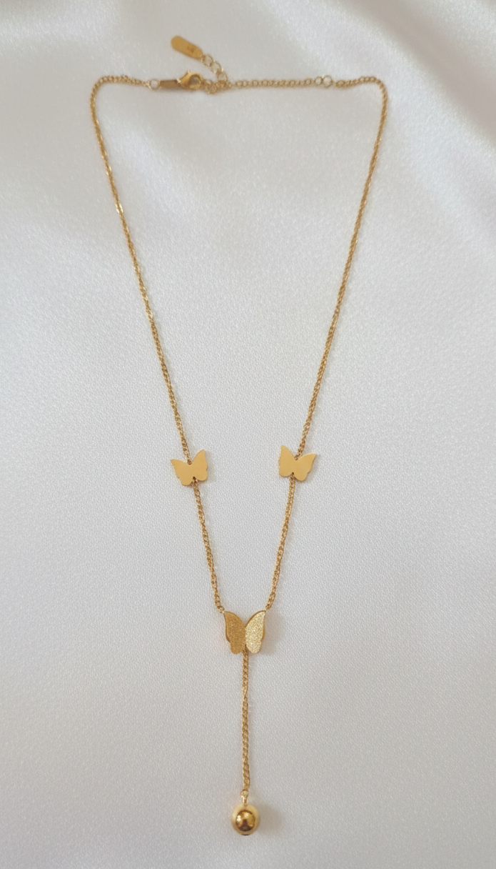 Gold plated butterfly pendant necklace for professional women