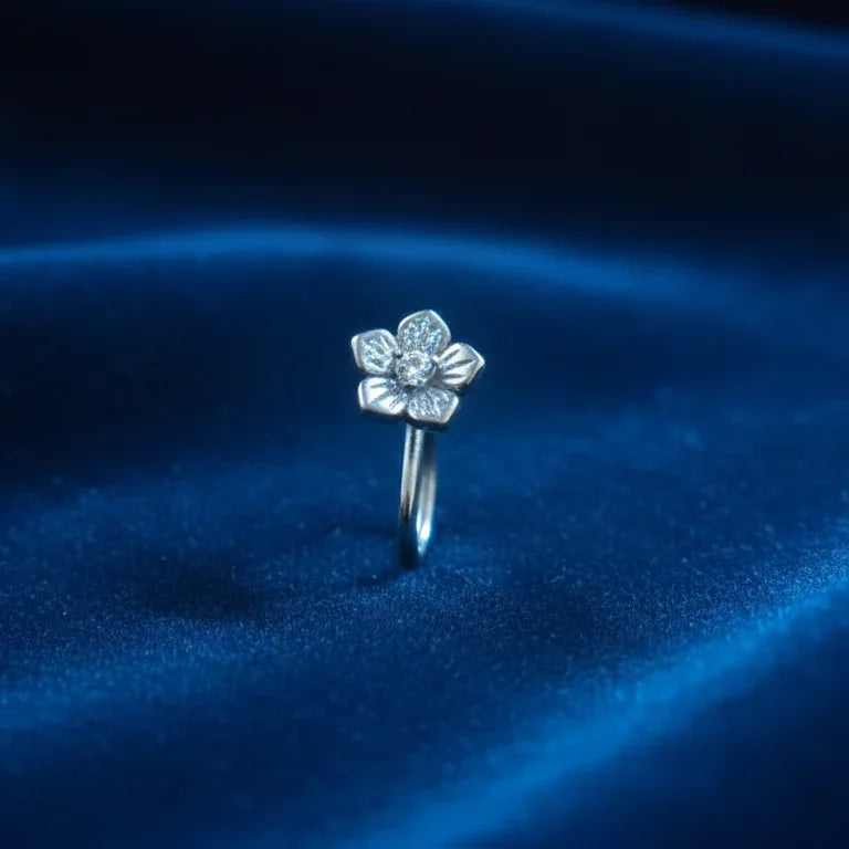 Elegant Oxidised Silver Nose Pin | [SOOMA, ]NP00005 - sooma