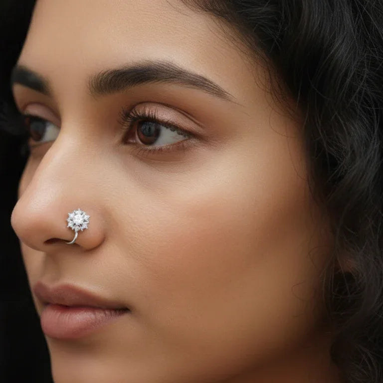 Oxidised Stone Nose Pin | Elegant & Versatile, NP00008 - sooma