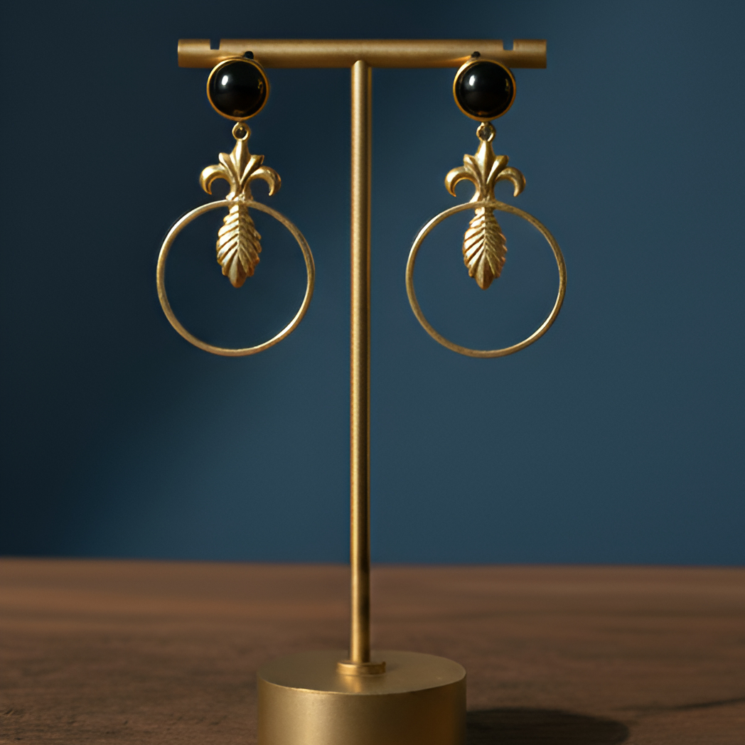 Elegant black gold drop earrings, perfect for office and everyday wear.