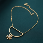 Elegant minimalist gold pearl pendant necklace, versatile for office and weekend.