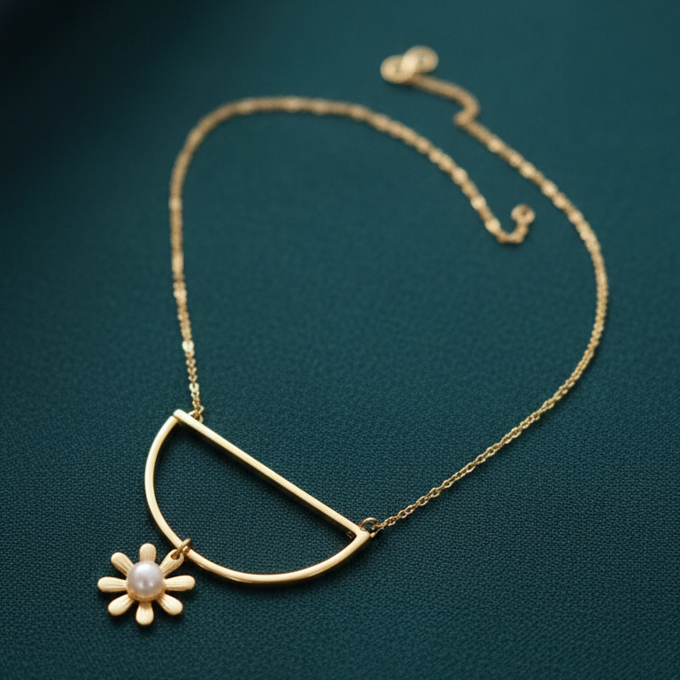 Elegant minimalist gold pearl pendant necklace, versatile for office and weekend.