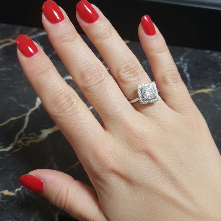 Hand wearing a Trendy AD Ring for Office Wear