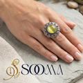 Elegant Brass Yellow Stone Ring | Working Woman Jewellery, SOOMA, RG00022