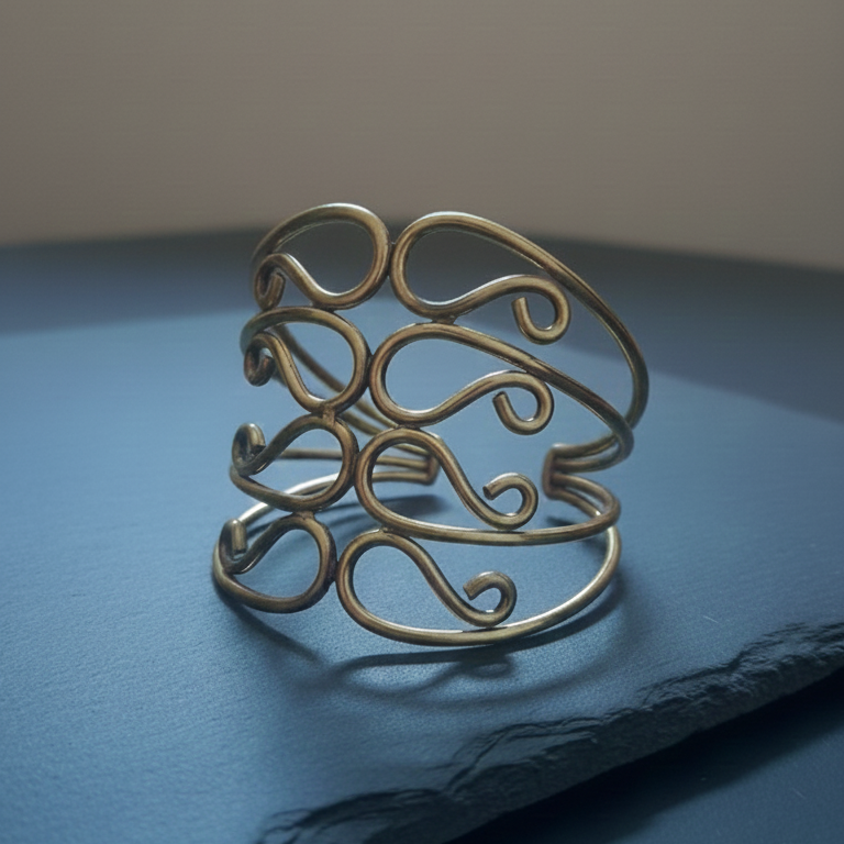 Rust gold bold chunky bracelet for women, perfect for office and western wear.