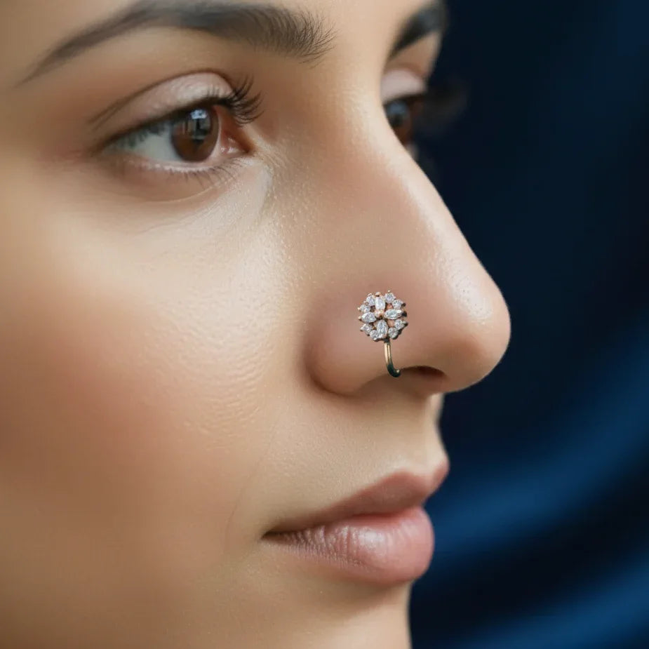 Elegant Gold Plated Nose Pin | Perfect for the Modern Professional, NP00001 - sooma