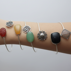 Trendy oxidised stackable bracelets on a modern woman's wrist, styled for office and casual .Buy any 2