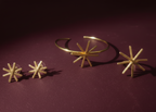 Elegant star-themed bracelet, ring, and earrings set for modern women.
