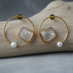 Round Stone Gold Earrings