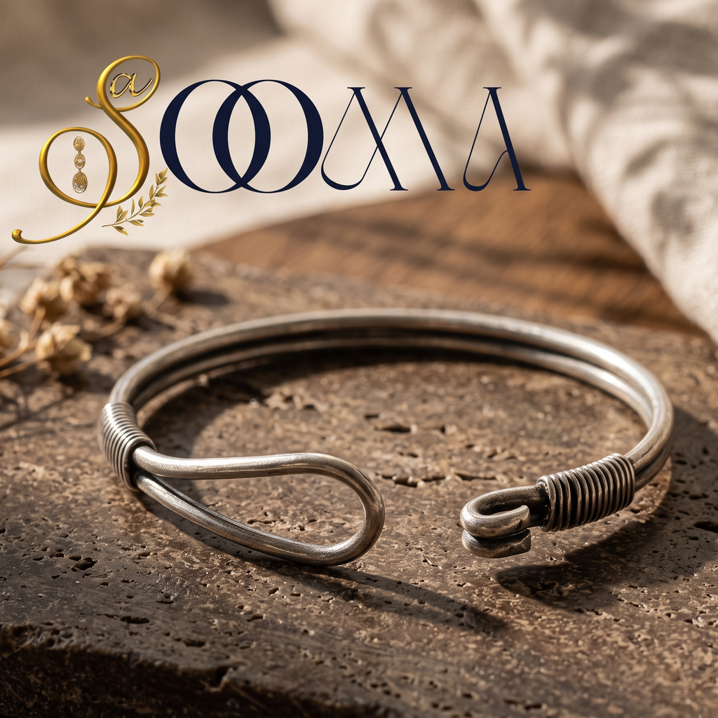 Wrapped Silver Hook & Loop Cuff Bracelet | Sooma, WW00030