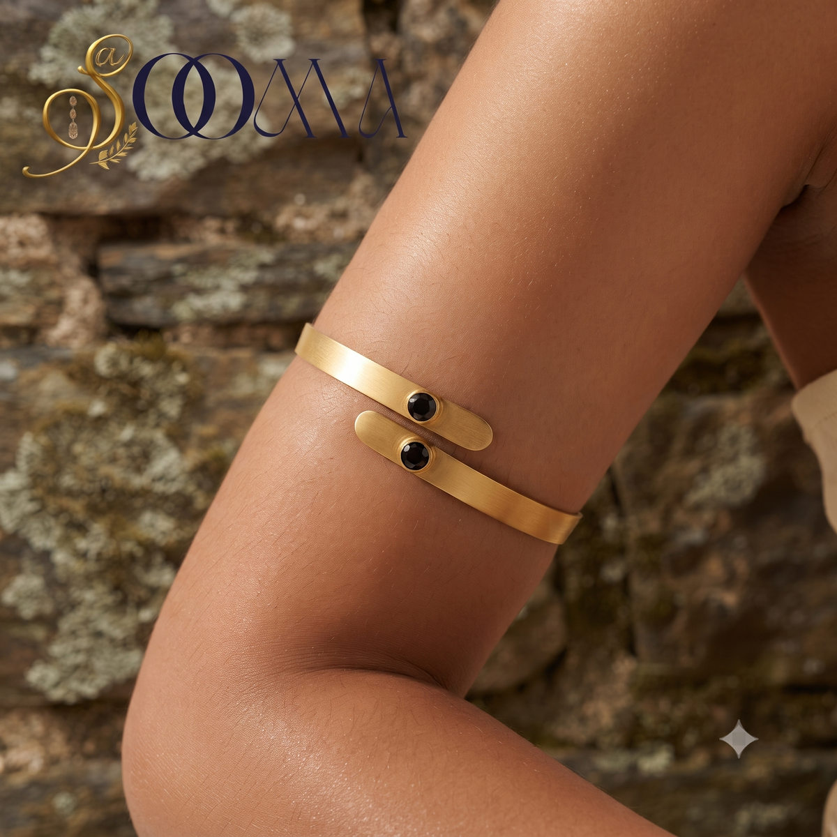 Gold Gemstone Bypass Armlet Bajuband | Sooma, AL00016