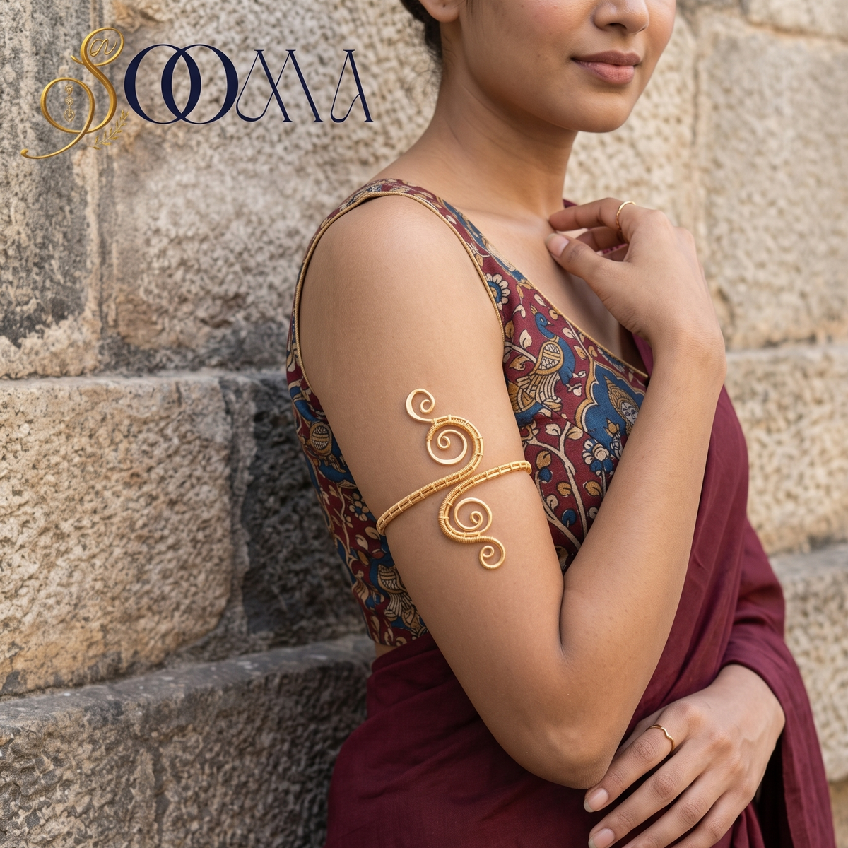 Gold Wire Wrapped Spiral Swirl Armlet Bajuband | Sooma, AL00015