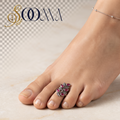 Oxidized Silver Ruby Stone Leafy Vine Toe Ring Bichhiya | Sooma, TR00021