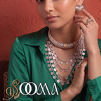 Front view close-up of model styling Sooma dual-tone gold and silver Hasli choker and multi-strand coin necklace stack