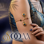 Gold Navratna Blue Cabochon Armlet Bajuband | Sooma, AL00008