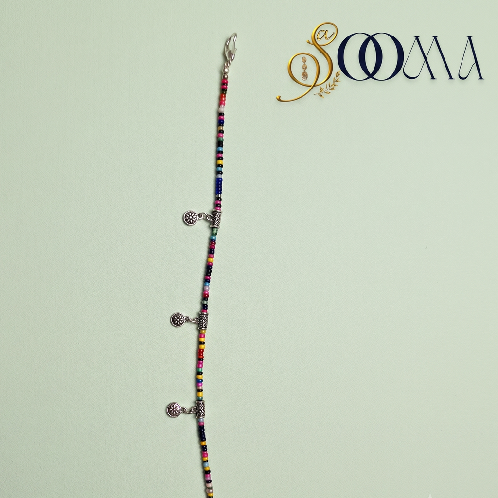The Rangrangi Boho Bead & Silver Coin Anklet | SOOMA, AK00097