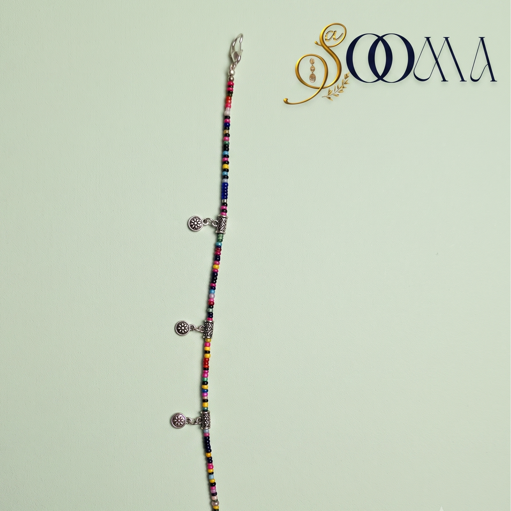 The Rangrangi Boho Bead & Silver Coin Anklet | SOOMA, AK00097