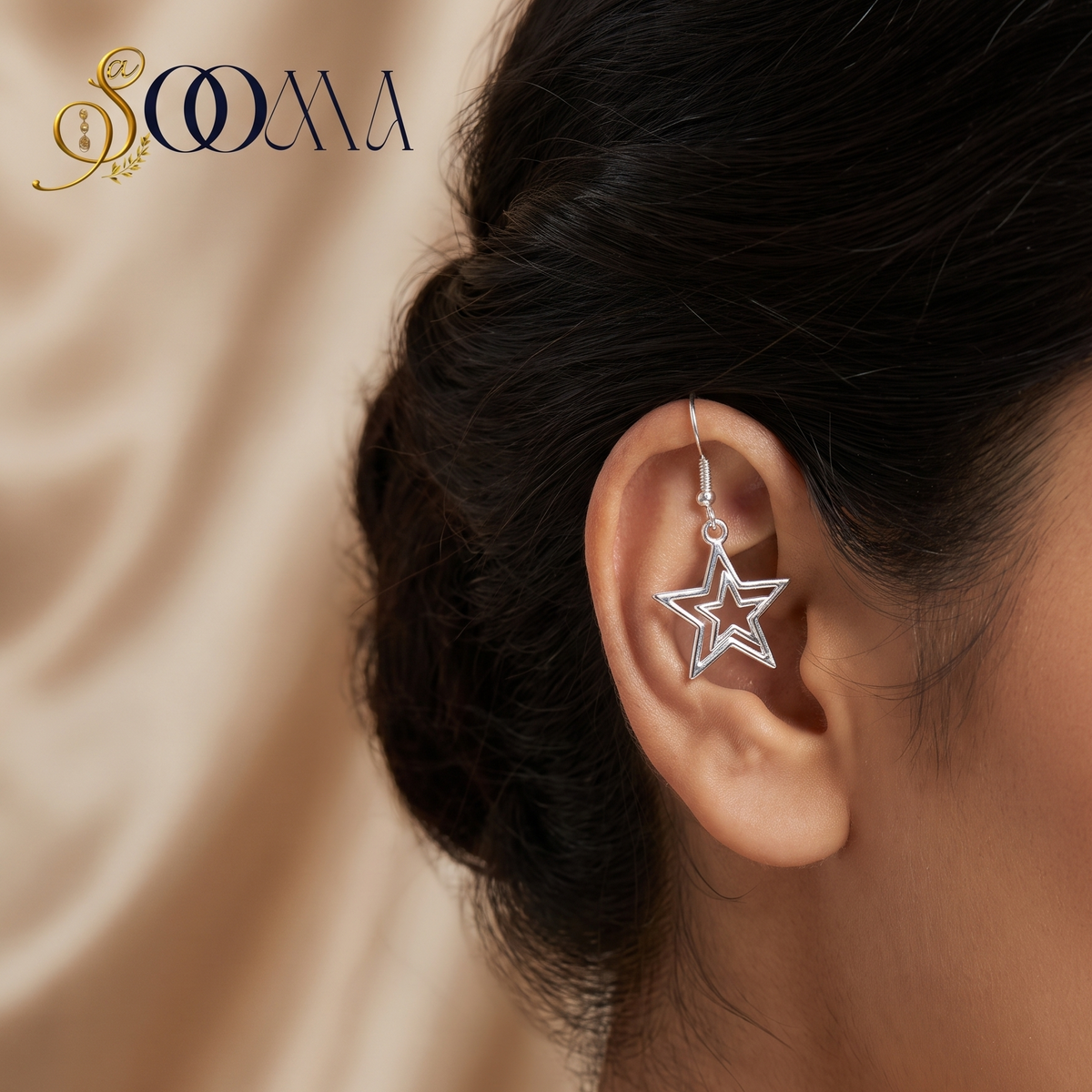 The Sitara Celestial Double-Star Non-Piercing Bugadi Cuff I Sooma, EC00021