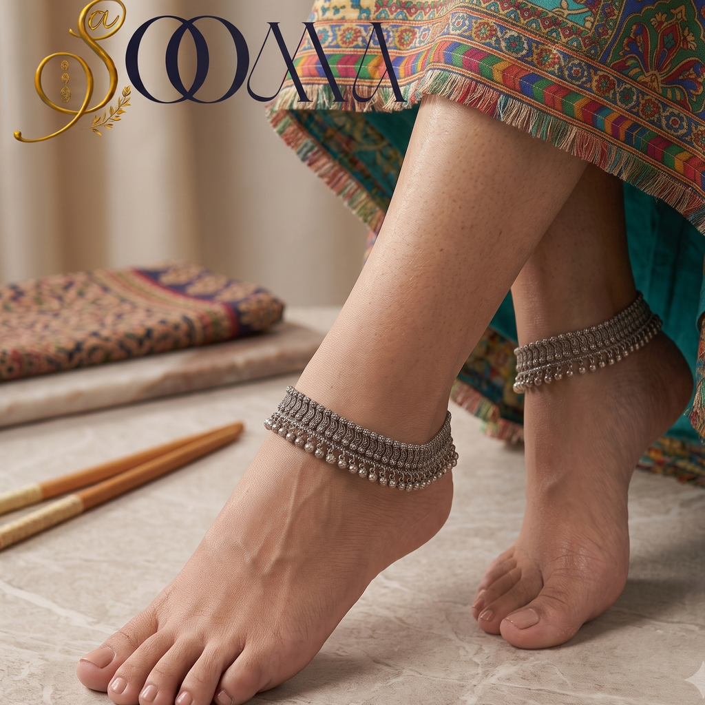 The Virasat Broad Tribal Silver Payal Pair | SOOMA, AK00092