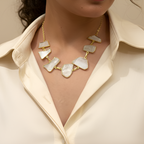 Uncut Stone Adjustable Necklace With Dangle Stone Earrings NK00014