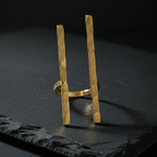 Elegant long finger ring, modern office wear, gold finish, unique design