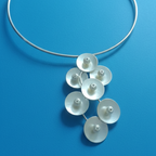 Elegant Silver Look Hasli Necklace Choker for women with beaded circular designs .