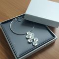 Elegant Silver Look Hasli Necklace Choker for women, in an open box.