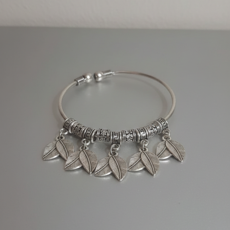 Oxidized leaf charm bracelet for western dresses