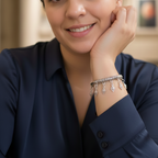 Woman wearing a Oxidized Charm Bangle for Daily Wear