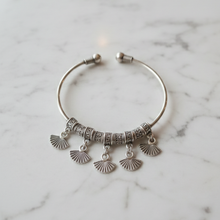 Oxidised Adjustable Charm Bangle