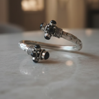 Close-up of a stylish oxidised kada showcasing its intricate detailing and vintage finish.